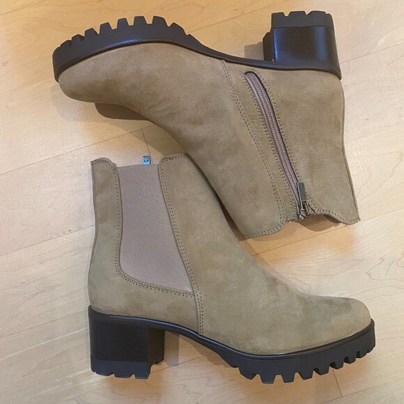 ANNE Klein "Akariella" Side Zip Lug Sole Ankle Boot Women New Taupe - Picture 4 of 11